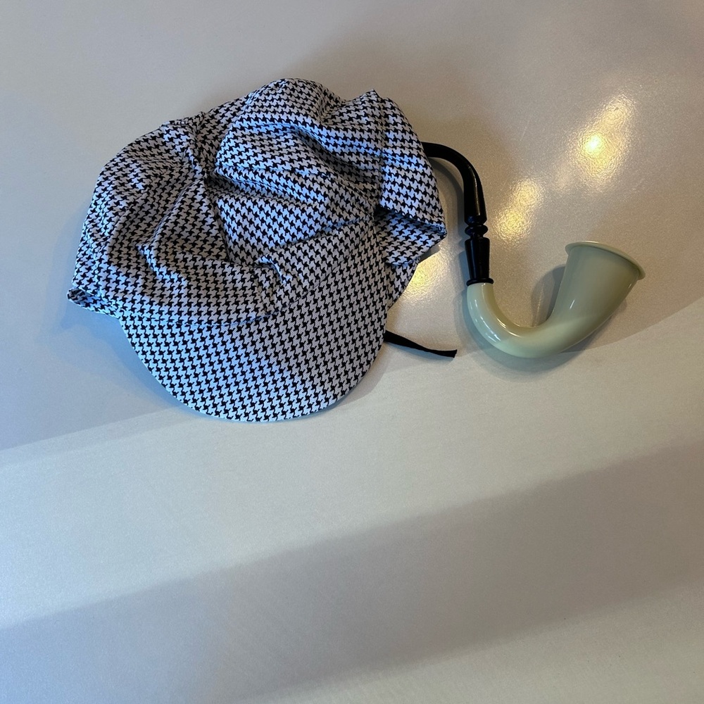 Halloween toddler detective Black and White Houndstooth Hat with Pipe Accessory